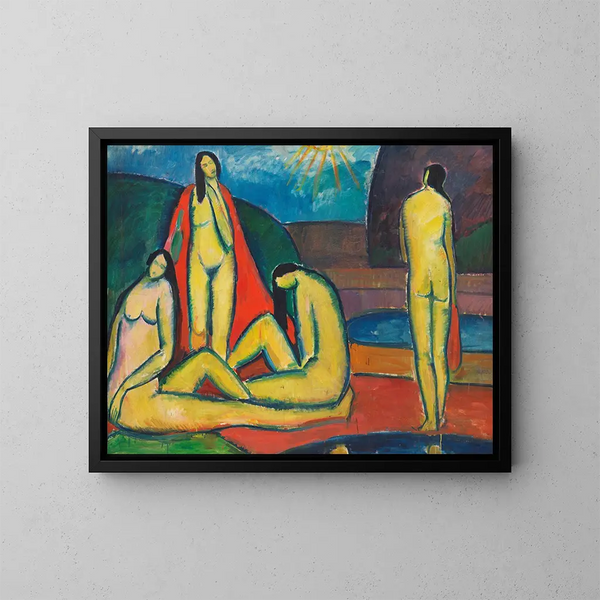 Vrouwen naakt badend - Hermann Stenner — ingelijst kunstwerk aan de muur