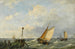 van Boten van de Visserij bij Sterke Wind op Zee - Hermanus Koekkoek de Jonge — weergave van het kunstwerk