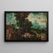 Sint-Jan de Doper predikt in de woestijn met de doop van Christus op de achtergrond - Herri met de Bles — ingelijst kunstwerk aan de muur