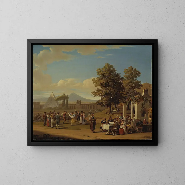 Feest van de Italiaanse oogst op Monte Testaccio nabij Rome - Hjalmar Mörner — ingelijst kunstwerk aan de muur