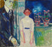 Man en vrouw bij het raam met potplanten - Edvard Munch — weergave van het kunstwerk