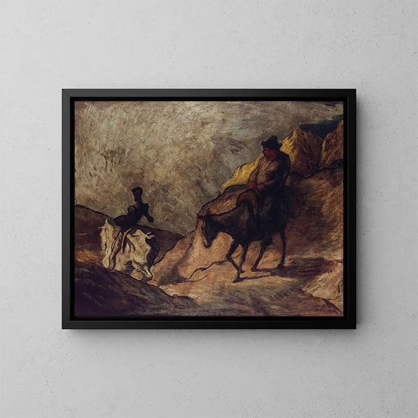 Don Quichotte en Sancho Panza - Honoré Daumier — ingelijst kunstwerk aan de muur