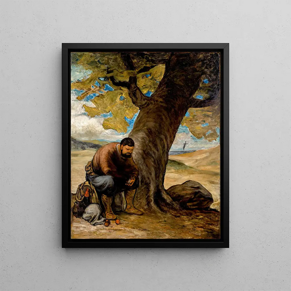 Sancho Panza resting under a tree - Honoré Daumier — framed artwork on a wall