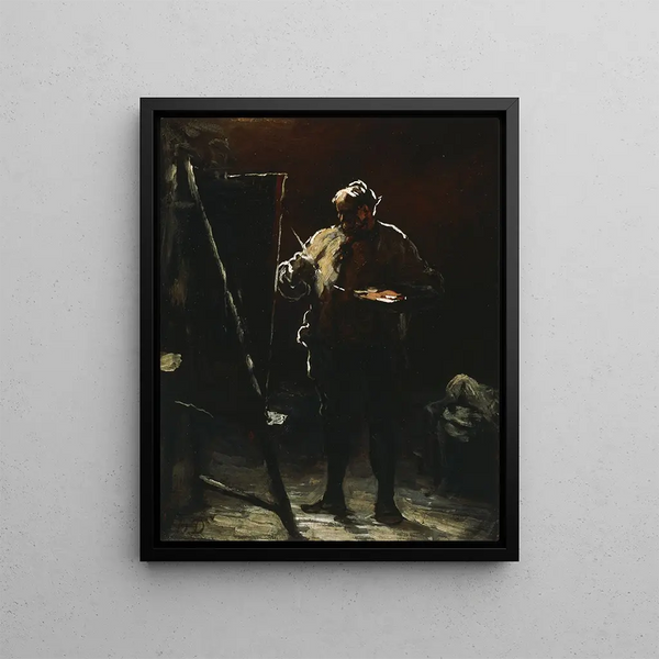 De schilder aan zijn ezel - Honoré Daumier — ingelijst kunstwerk aan de muur