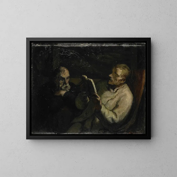 De Lezing - Honoré Daumier — ingelijst kunstwerk aan de muur