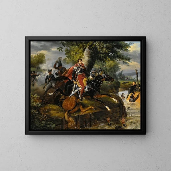 Dood van prins Poniatowski op 19 oktober 1813 - Horace Vernet — ingelijst kunstwerk aan de muur