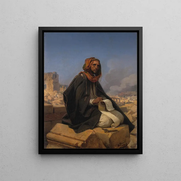 Jérémie op de ruïnes van Jeruzalem - Horace Vernet — ingelijst kunstwerk aan de muur