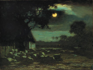 Maan over het schaapjespark - Horatio Walker — weergave van het kunstwerk