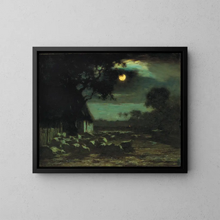Maan over het schaapjespark - Horatio Walker — ingelijst kunstwerk aan de muur