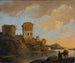 Landschap met rivier en ruïnes in Italië - Horatius de Hooch — weergave van het kunstwerk