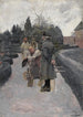 Washington in de tuin bij Mount Vernon - Howard Pyle — weergave van het kunstwerk