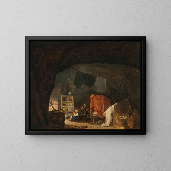 A Family in a Cave - Hubert Robert — framed artwork on a wall
