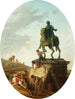 a lively landscape with the statue of Marcus Aurelius - Hubert Robert — artwork view