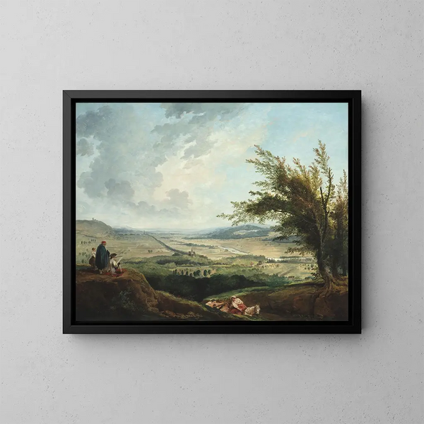 A vast landscape near Paris - Hubert Robert — framed artwork on a wall