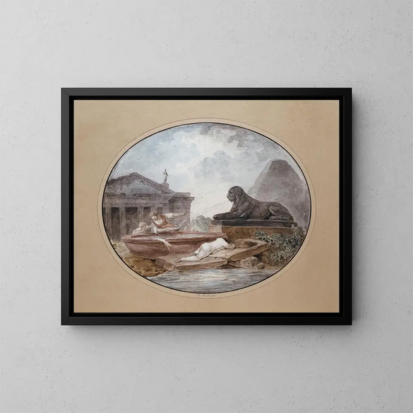 Architectural Caprice Painting - Hubert Robert — framed artwork on a wall