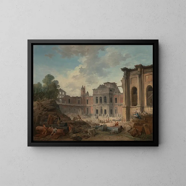 Demolition of the Château de Meudon - Hubert Robert — framed artwork on a wall
