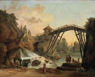 Hubert Robert - Draughtsman Drawing the Wooden Bridge in the Park of Mrville.webp