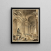 Galerie à colonnes voûtées avec statue antique assise - Hubert Robert — ingelijst kunstwerk aan de muur