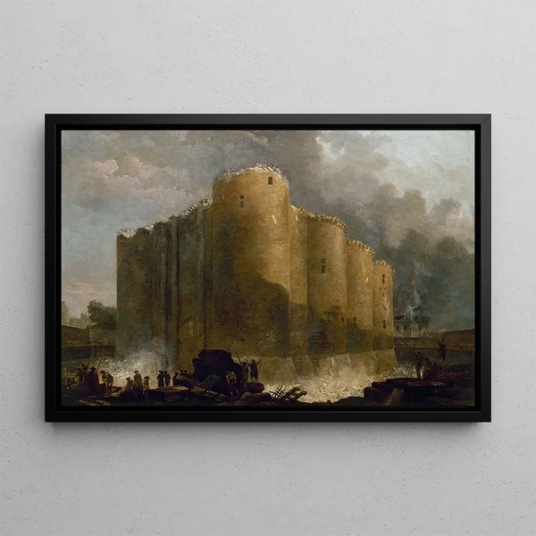 La Bastille in the early days of its demolition - Hubert Robert — framed artwork on a wall
