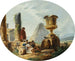 Landschap met soldaten en een piramide - Hubert Robert — weergave van het kunstwerk