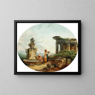 Hubert Robert - Landscape with washerwomen at a fountain.webp