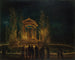 Het voorlopige mausoleum van Jean-Jacques Rousseau op het bassin van de Tuileries vóór de vertaling van zijn as naar het Panthéon, nacht van 10 op 11 oktober 1794 - Hubert Robert — weergave van het kunstwerk