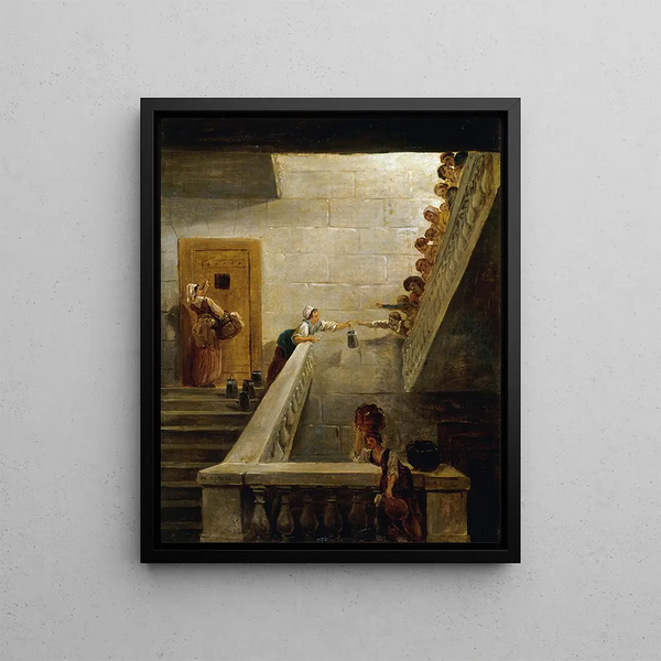 Le Ravitaillement des prisonniers à la prison de Saint - Lazare - Hubert Robert — ingelijst kunstwerk aan de muur