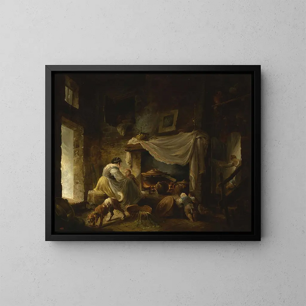 Rustic Kitchen Painting - Hubert Robert — framed artwork on a wall