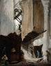 beeldhouwer die werkt aan het standbeeld van een heilige, Sint - Petrus van Rome - Hubert Robert — weergave van het kunstwerk