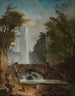 Trap en fontein in het park van een Romeinse villa - Hubert Robert — weergave van het kunstwerk