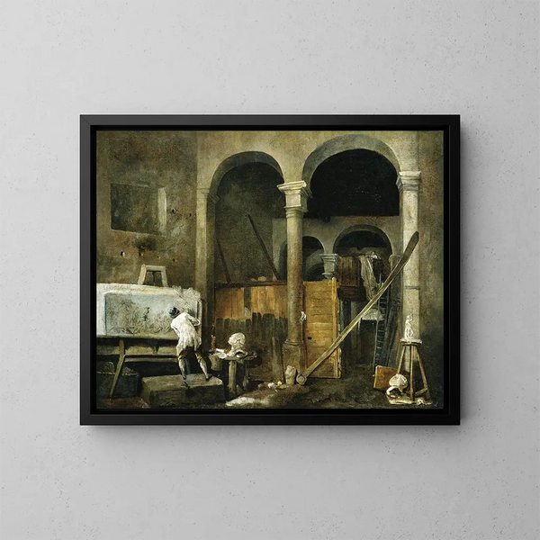 L'Atelier de l'artiste - Hubert Robert — framed artwork on a wall