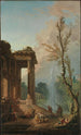 Le Portique d'un manoir de campagne - Hubert Robert — weergave van het kunstwerk