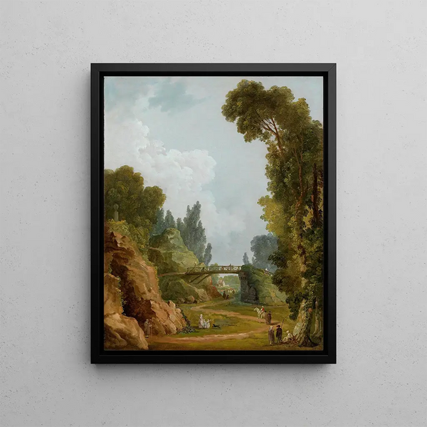 Le Pont Rustique Château de Méréville Frankrijk - Hubert Robert — ingelijst kunstwerk aan de muur