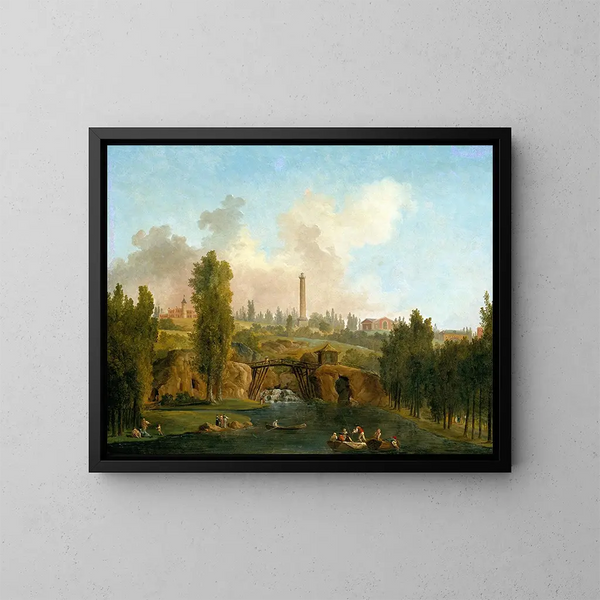 View of Mrville Park - Hubert Robert — framed artwork on a wall