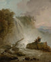 Cascadeschilderij met tekenaar - Hubert Robert — weergave van het kunstwerk