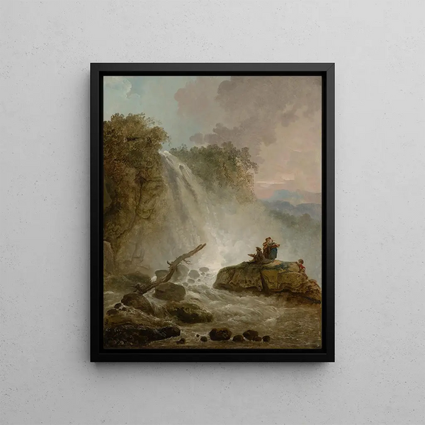 Cascade with draftsman - Hubert Robert — framed artwork on a wall