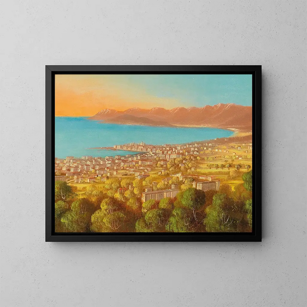 Vue de Cannes - Hubert Sattler — framed artwork on a wall
