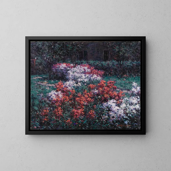 The Phlox Garden - Hugh Henry Breckenridge — framed artwork on a wall