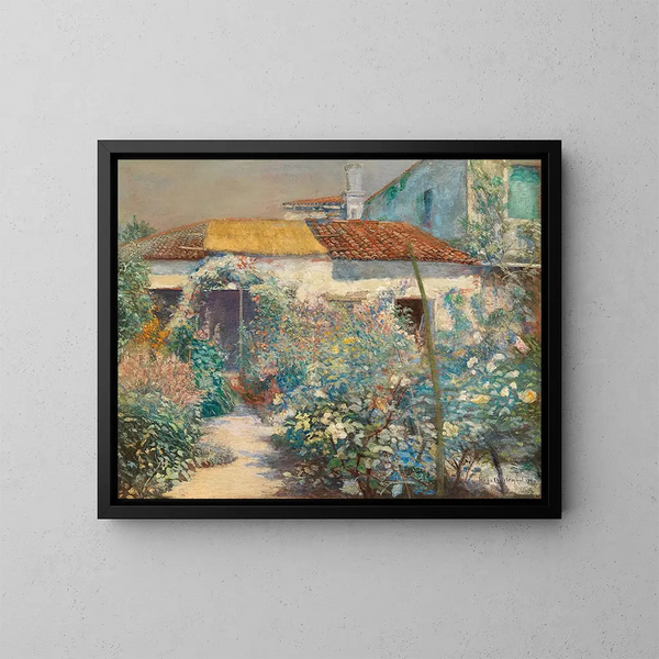 A Flower Garden - Hugo Charlemont — framed artwork on a wall