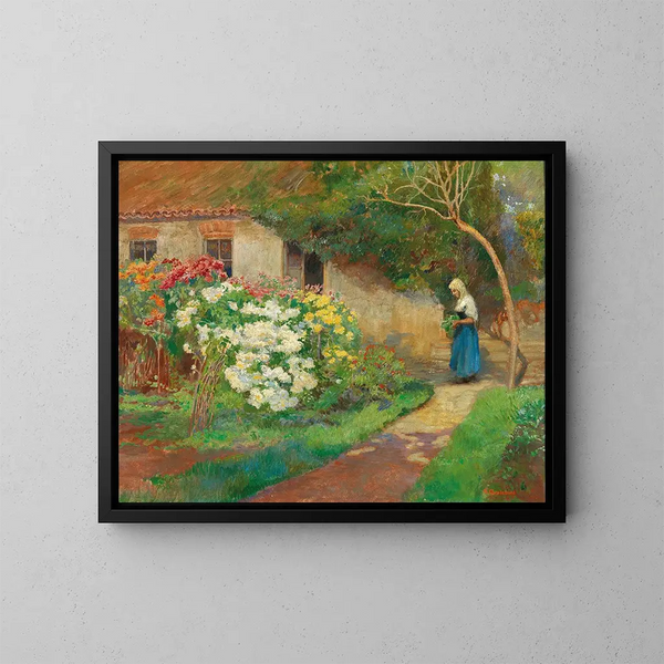 Farm Garden Painting - Hugo Charlemont — framed artwork on a wall