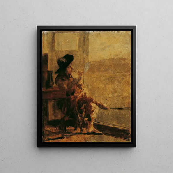 Sitting smoker - Hugo Charlemont — framed artwork on a wall