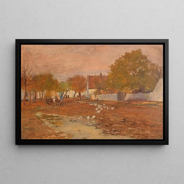 Rue de village - Hugo Charlemont — framed artwork on a wall