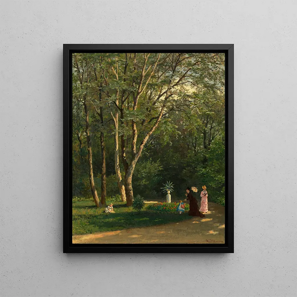 In a Viennese Garden II Praterstrasse 60 - Hugo Darnaut — framed artwork on a wall