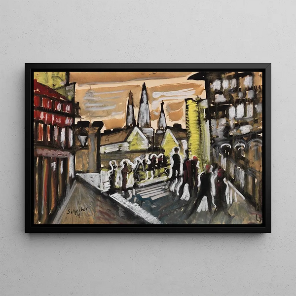 City Scene Painting - Hugo Scheiber — framed artwork on a wall