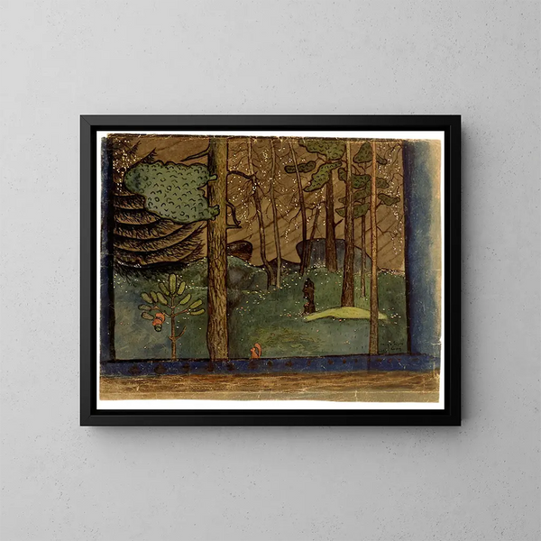 Autumn in the Forest - Hugo Simberg — framed artwork on a wall