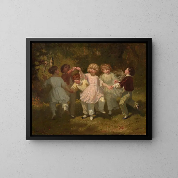 van kinderen die in een park spelen - Hugues Merle — ingelijst kunstwerk aan de muur