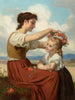 Kruidenkrans van bloemen - Hugues Merle — weergave van het kunstwerk