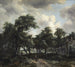 Hut tussen de bomen - Meindert Hobbema — weergave van het kunstwerk