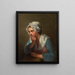 Italiaanse meisjes schilderij leunend op haar hand - Ida Silfverberg — ingelijst kunstwerk aan de muur