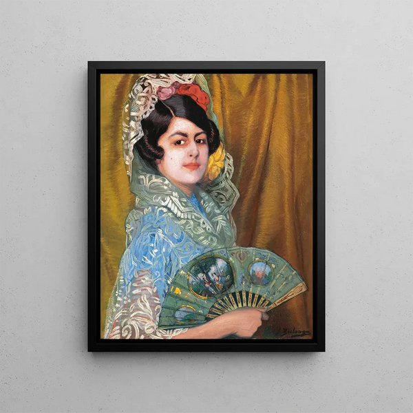 Dame à l'éventail - Ignacio Zuloaga — framed artwork on a wall